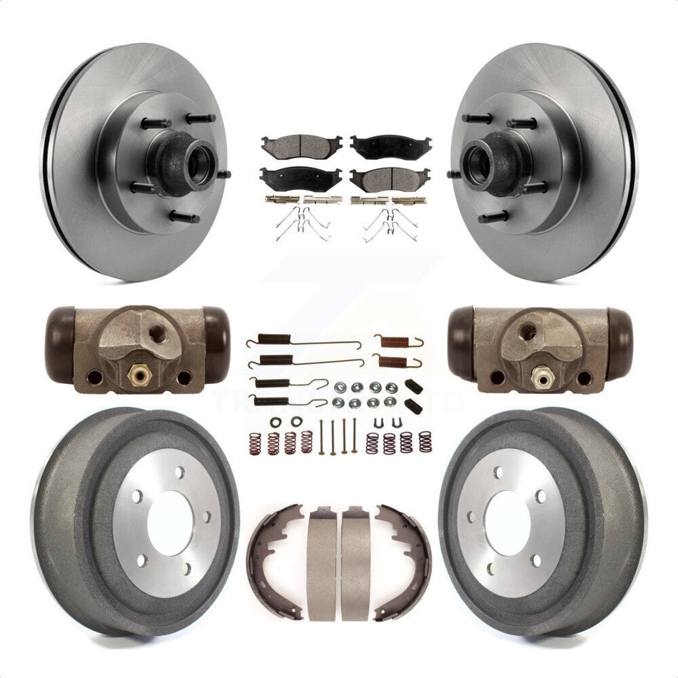 Front Rear Disc Brake Rotors Ceramic Pads And Drum Kit (9Pc) For 2004 Ford E-150 K8T-103478 by Transit Auto