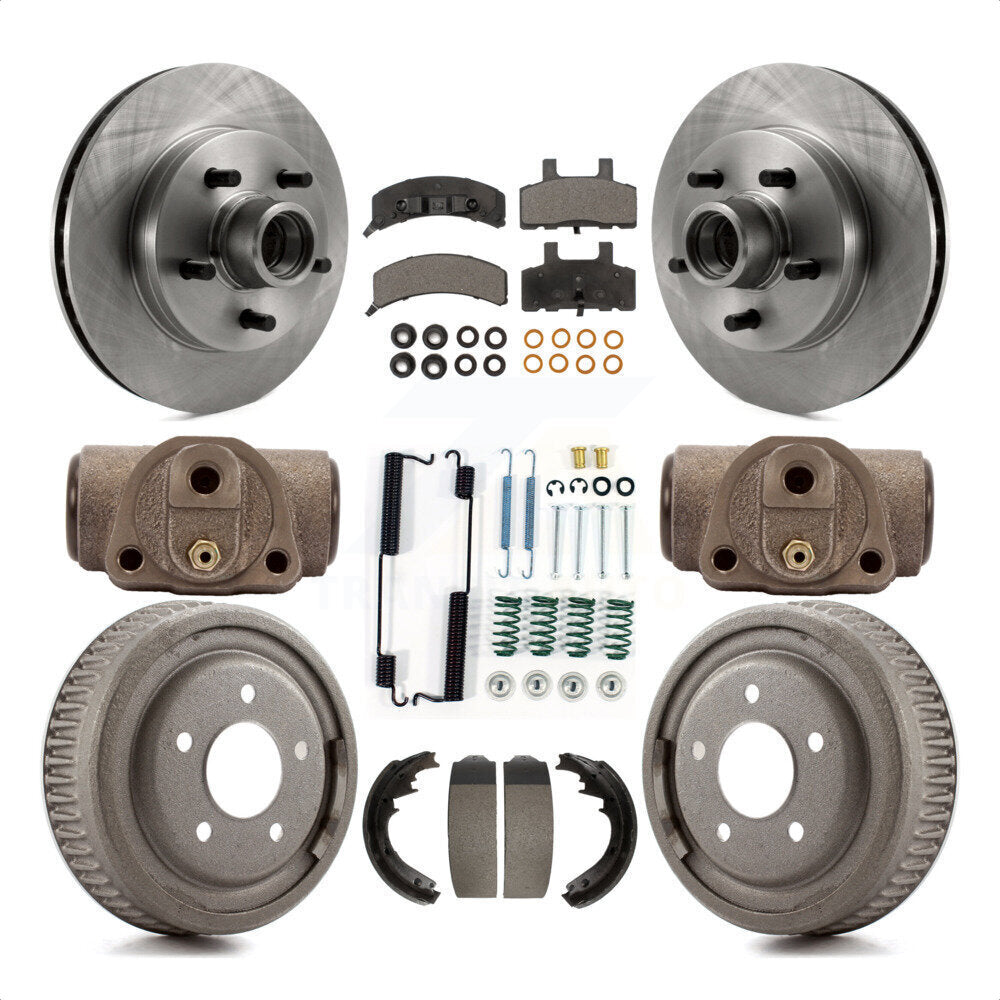 Front Rear Disc Brake Rotors Ceramic Pads And Drum Kit (9Pc) For 1997 Chevrolet C1500 Suburban GAS engine With 10" Diameter K8T-103487 by Transit Auto