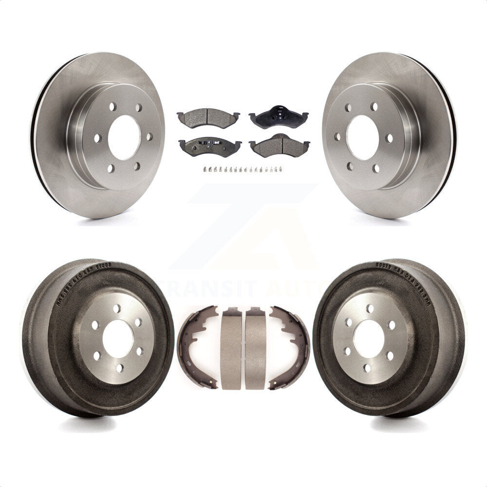 Front Rear Disc Brake Rotors Ceramic Pads And Drum Kit For 2000-2002 Dodge Dakota Durango K8T-103693 by Transit Auto