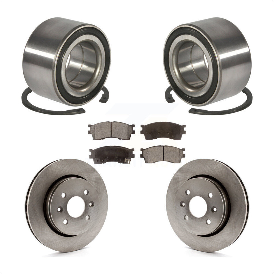Front Wheel Bearing With Disc Brake Rotors And Ceramic Pads Kit For Kia Spectra KBB-100040 by Transit Auto