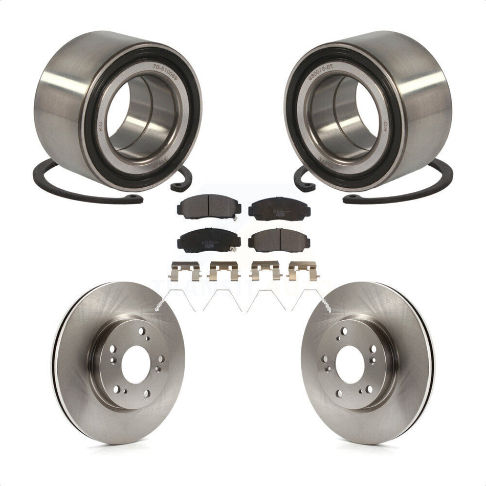 Front Wheel Bearing With Disc Brake Rotors And Ceramic Pads Kit For Honda Civic KBB-100226 by Transit Auto
