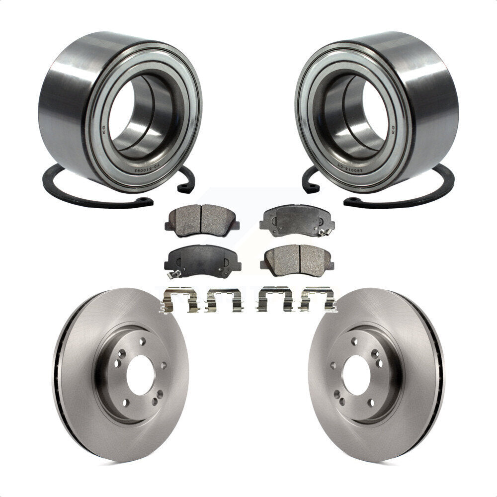 Front Wheel Bearing With Disc Brake Rotors And Ceramic Pads Kit For 2015 Hyundai Veloster Tech RE FLEX SE KBB-100245 by Transit Auto