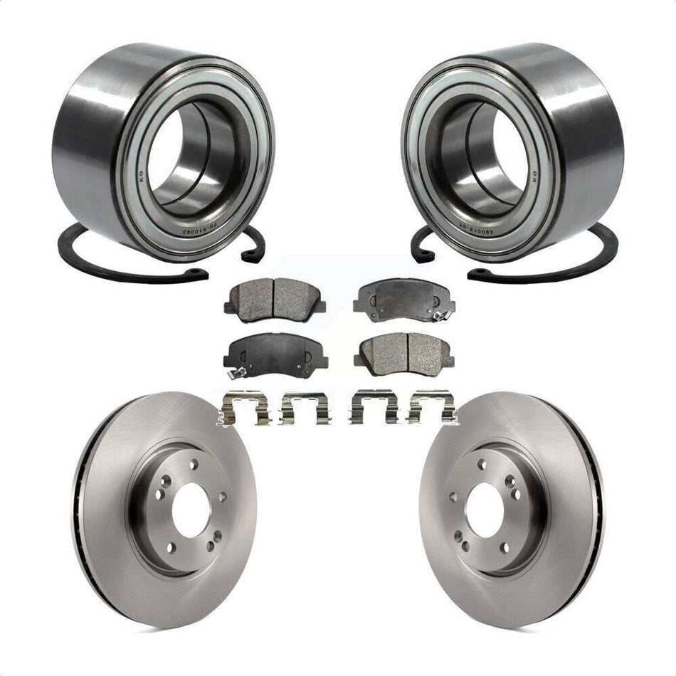 Front Wheel Bearing With Disc Brake Rotors And Ceramic Pads Kit For 2015 Hyundai Veloster Tech RE FLEX SE KBB-100245 by Transit Auto