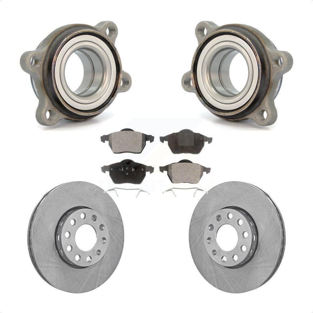Front Hub Bearing Assembly With Disc Brake Rotors And Ceramic Pads Kit For Audi A4 Quattro A6 288mm Diameter Rotor KBB-100365 by Transit Auto