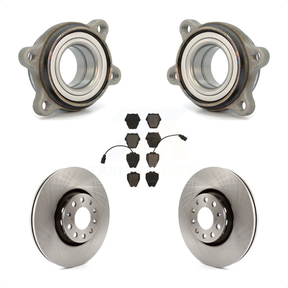 Front Hub Bearing Assembly With Disc Brake Rotors And Ceramic Pads Kit For 2000 Audi A8 Quattro 323mm Diameter Rotor KBB-100370 by Transit Auto