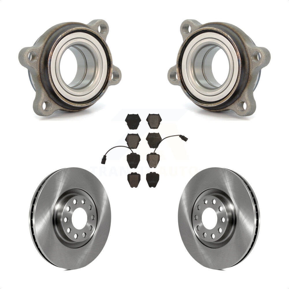 Front Hub Bearing Assembly With Disc Brake Rotors And Ceramic Pads Kit For 2003 Audi A6 321mm Diameter Rotor Dual Piston Caliper KBB-100374 by Transit Auto
