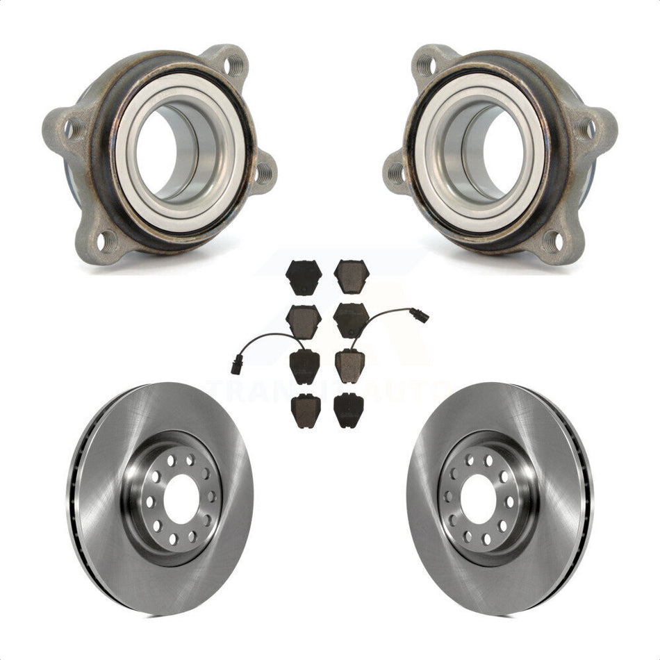 Front Hub Bearing Assembly With Disc Brake Rotors And Ceramic Pads Kit For 2003 Audi A6 321mm Diameter Rotor Dual Piston Caliper KBB-100374 by Transit Auto