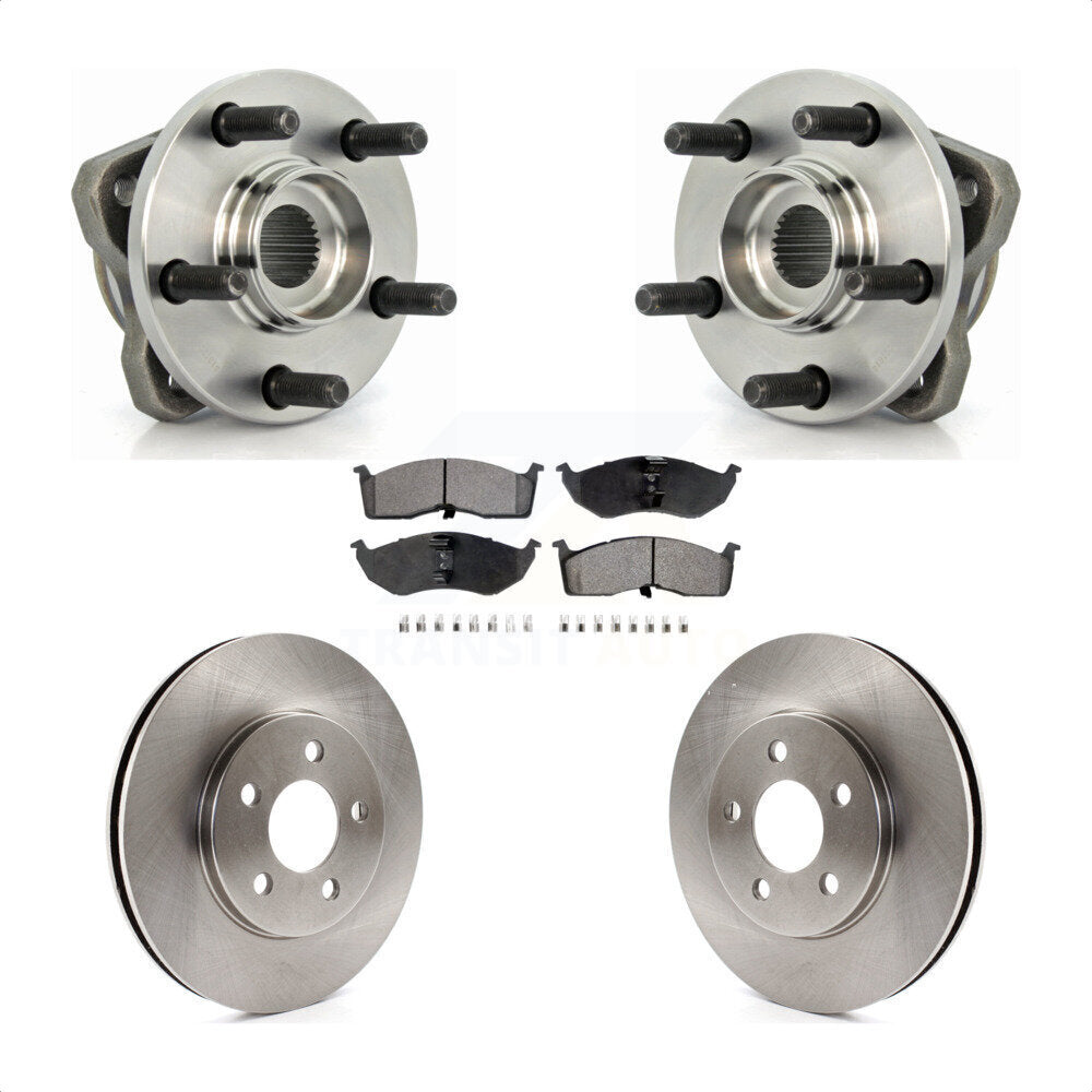 Front Hub Bearing Assembly With Disc Brake Rotors And Ceramic Pads Kit For Dodge Grand Caravan Chrysler Town & Country Plymouth Voyager 14" Factory Wheels KBB-100426 by Transit Auto