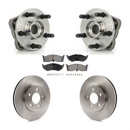 Front Hub Bearing Assembly With Disc Brake Rotors And Ceramic Pads Kit For Dodge Grand Caravan Chrysler Town & Country Plymouth Voyager 14" Factory Wheels KBB-100426 by Transit Auto