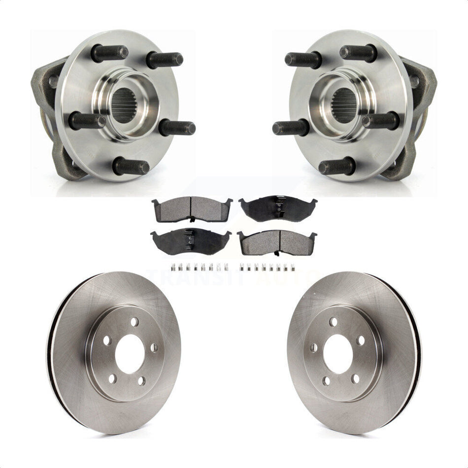 Front Hub Bearing Assembly With Disc Brake Rotors And Ceramic Pads Kit For Dodge Grand Caravan Chrysler Town & Country Plymouth Voyager 14" Factory Wheels KBB-100426 by Transit Auto