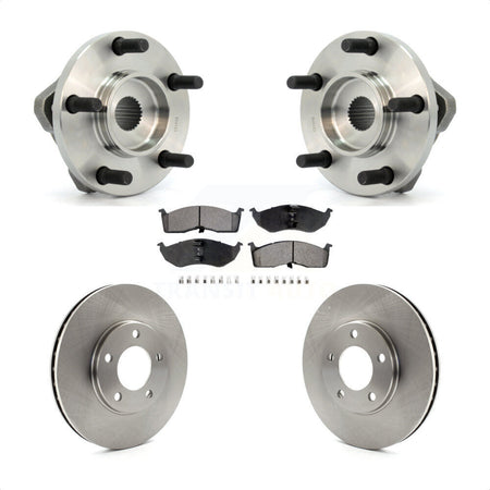 Front Hub Bearing Assembly With Disc Brake Rotors And Ceramic Pads Kit For 1996-1996 Dodge Grand Caravan Plymouth Chrysler Town & Country Voyager 15" Factory Wheels KBB-100427 by Transit Auto