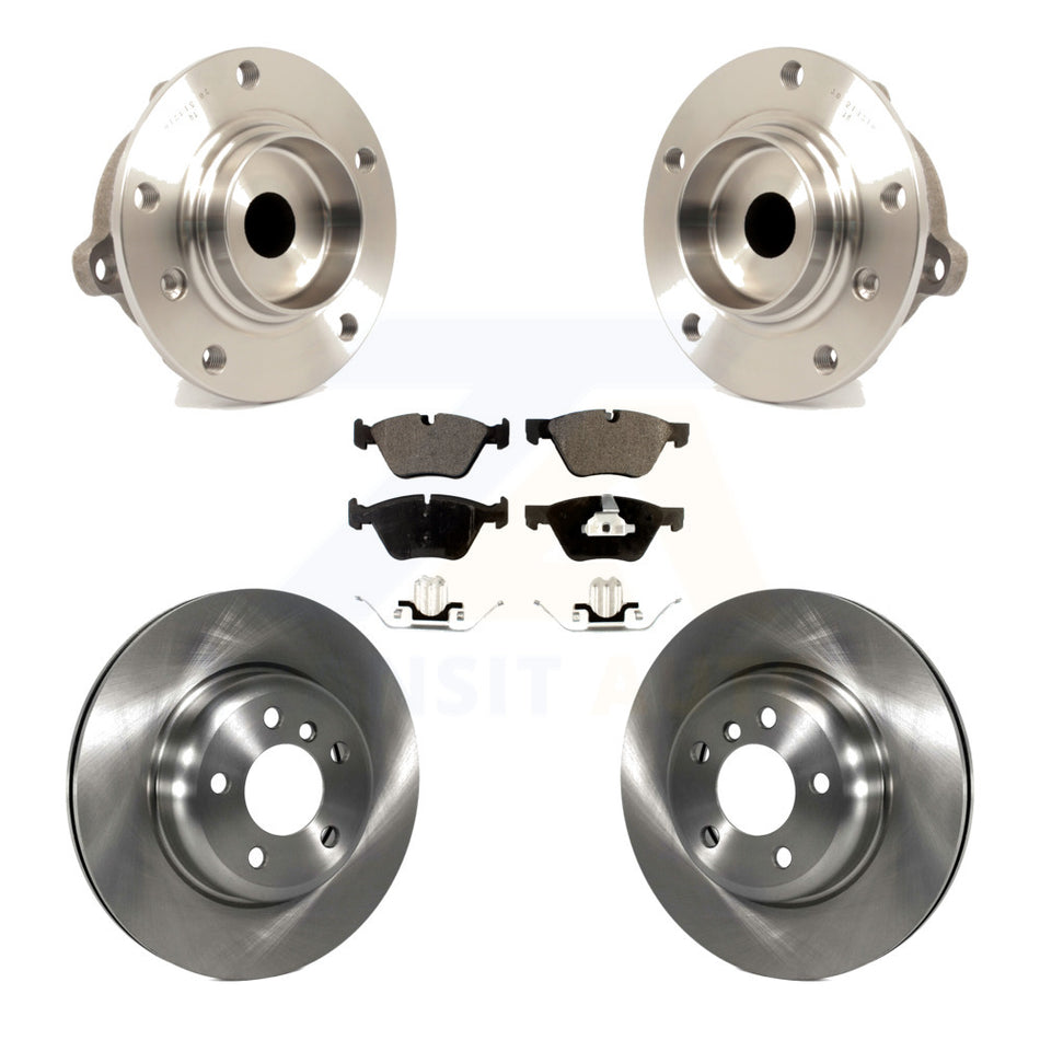 Front Hub Bearing Assembly With Disc Brake Rotors And Ceramic Pads Kit For 2011 BMW 528i Without Performance Brakes 330mm Diameter Rotor KBB-100499 by Transit Auto