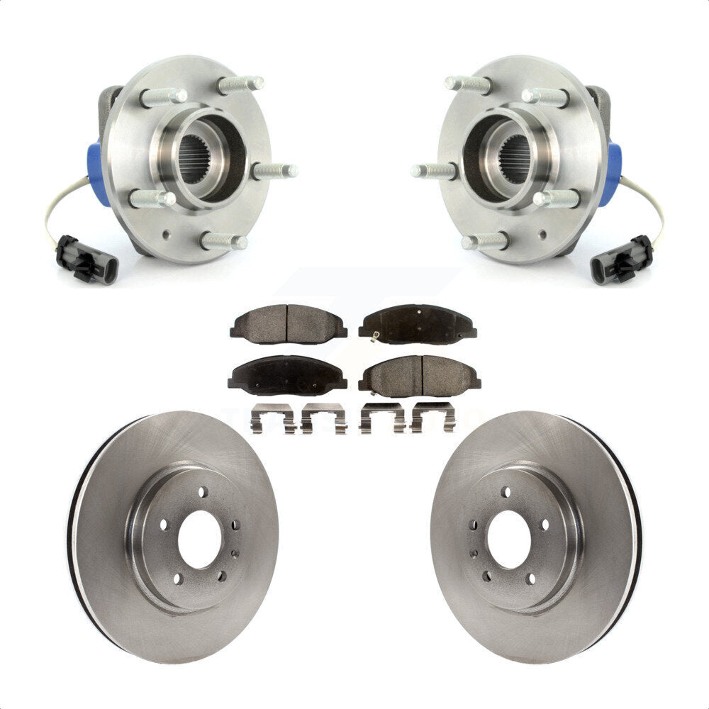 Front Hub Bearing Assembly Brake Rotor Pads Kit For 2009-2010 Cadillac STS AWD With 316mm Diameter Performance Brakes or Base KBB-100545 by Transit Auto