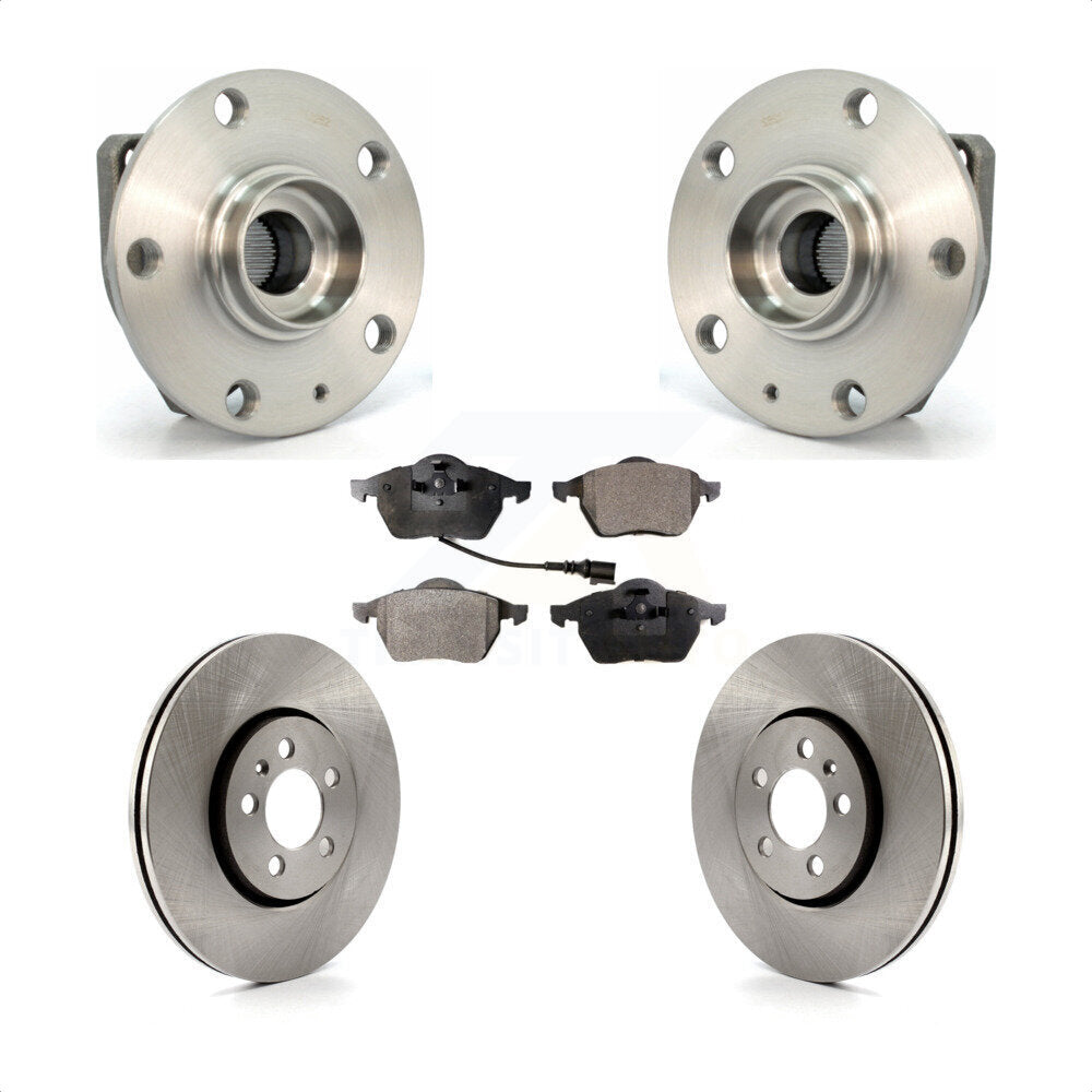 Front Hub Bearing Assembly With Disc Brake Rotors And Ceramic Pads Kit For 2006 Volkswagen Golf 1.8L KBB-100579 by Transit Auto
