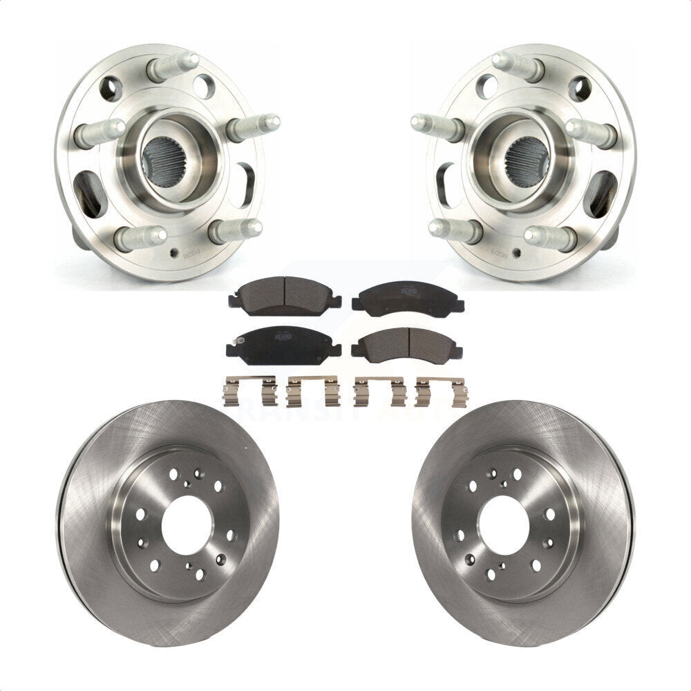 Front Hub Bearing Assembly With Disc Brake Rotors And Ceramic Pads Kit For Cadillac XTS 6 Lug Wheels Heavy Duty Brakes KBB-100635 by Transit Auto