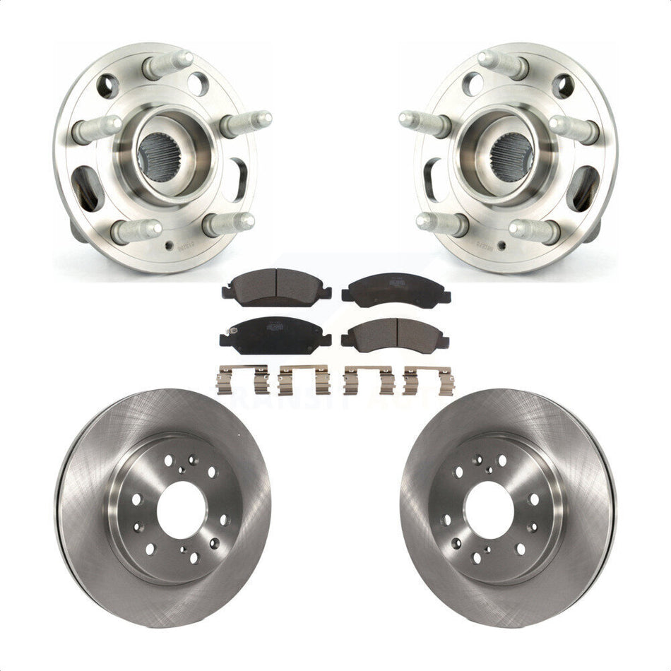Front Hub Bearing Assembly With Disc Brake Rotors And Ceramic Pads Kit For Cadillac XTS 6 Lug Wheels Heavy Duty Brakes KBB-100635 by Transit Auto