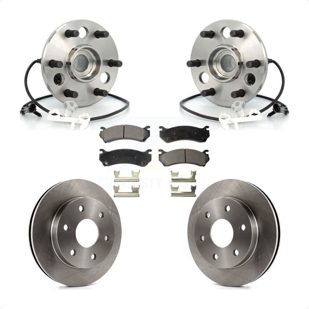 Front Hub Bearing Assembly With Disc Brake Rotors And Ceramic Pads Kit For 2000 Chevrolet Tahoe Z71 with 4WD Rear Brakes KBB-100782 by Transit Auto