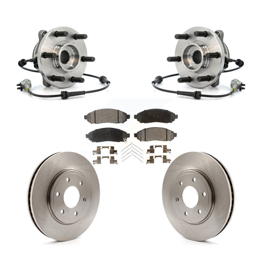 Front Hub Bearing Assembly With Disc Brake Rotors And Ceramic Pads Kit For Nissan Frontier 4WD with 2.5L KBB-100836 by Transit Auto