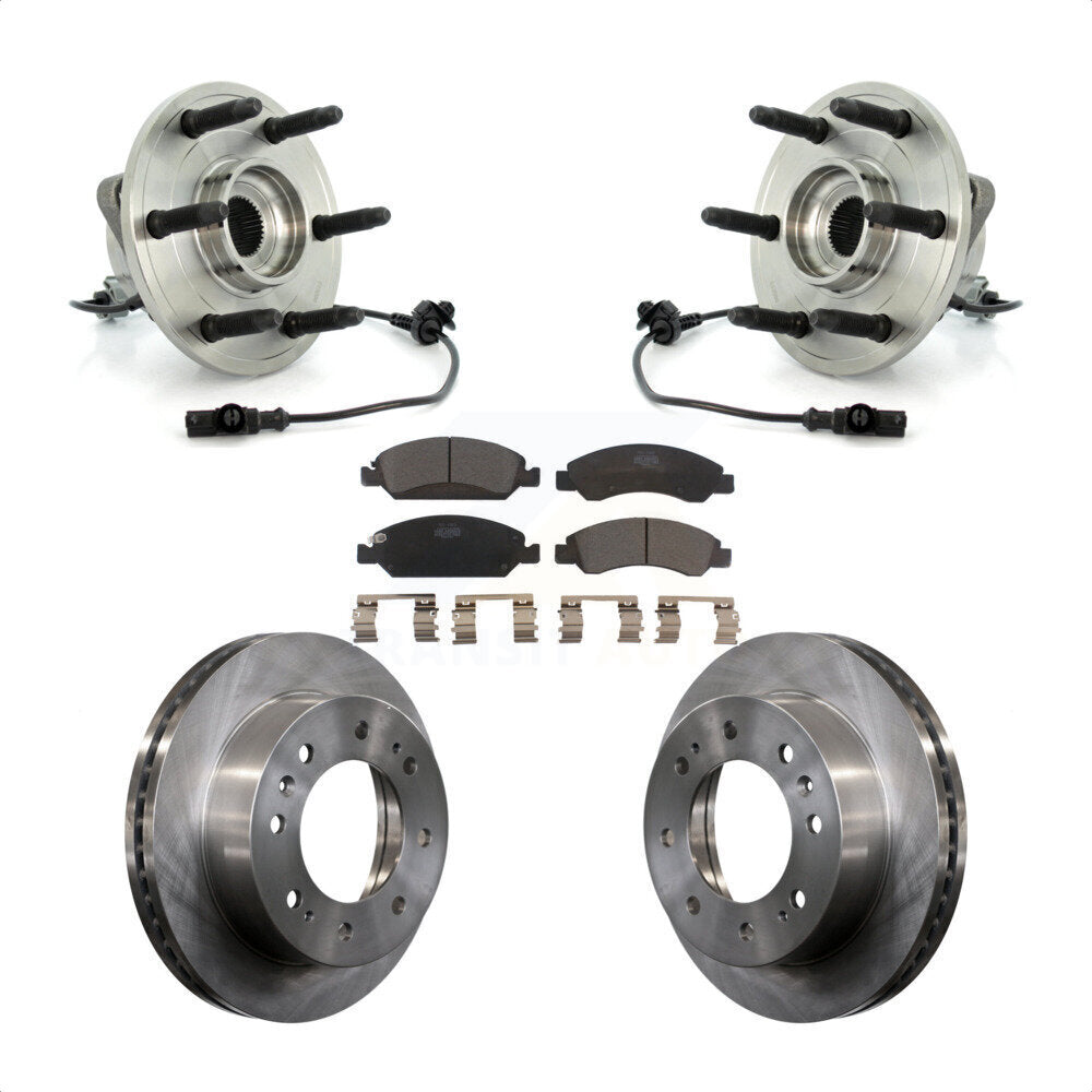 Front Hub Bearing Assembly With Disc Brake Rotors And Ceramic Pads Kit For 2011 Chevrolet Silverado 1500 Hybrid with 4WD KBB-100881 by Transit Auto