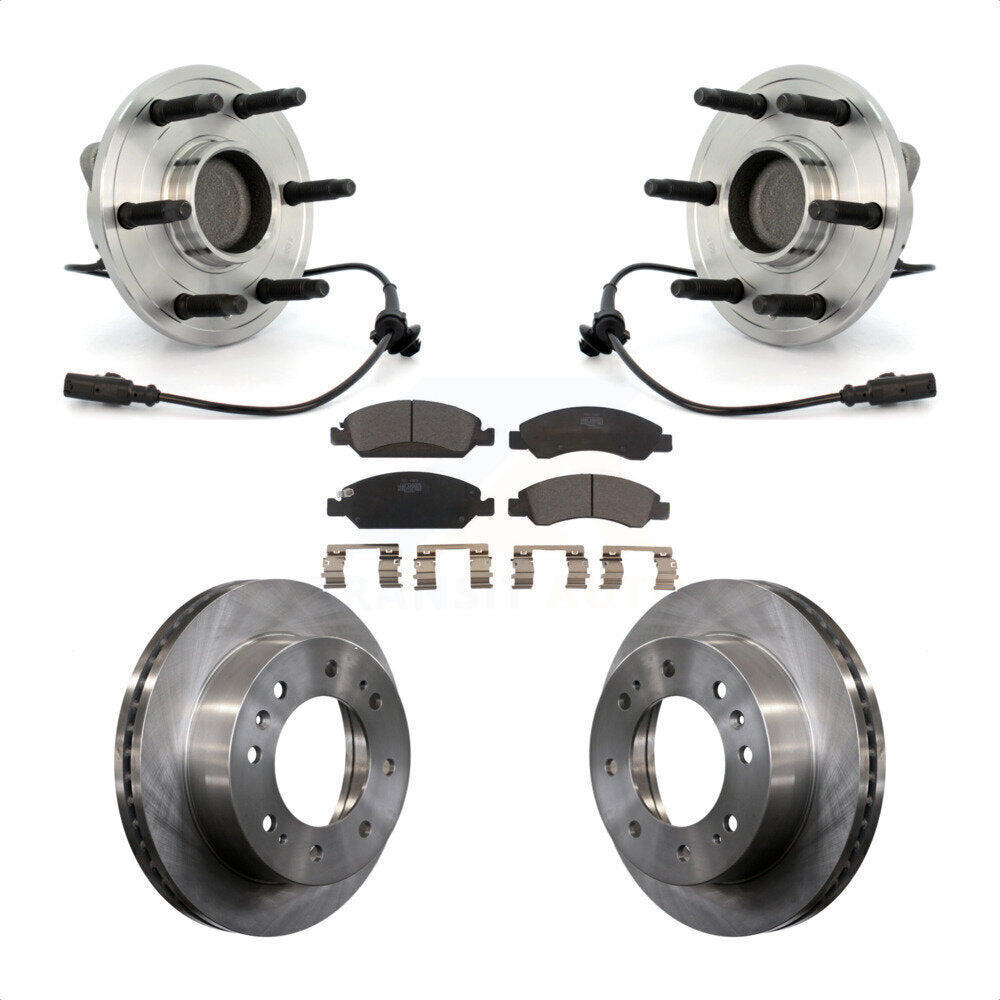 Front Hub Bearing Assembly With Disc Brake Rotors And Ceramic Pads Kit For 2011 Chevrolet Silverado 1500 Hybrid with RWD KBB-100886 by Transit Auto