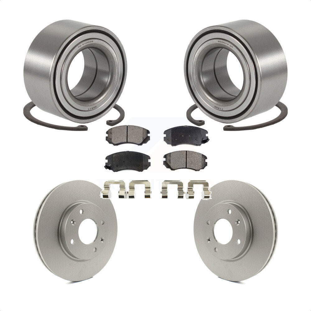 Front Wheel Bearing With Coated Disc Brake Rotors And Semi-Metallic Pads Kit For Hyundai Sonata Kia Optima Magentis KBB-101308 by Transit Auto