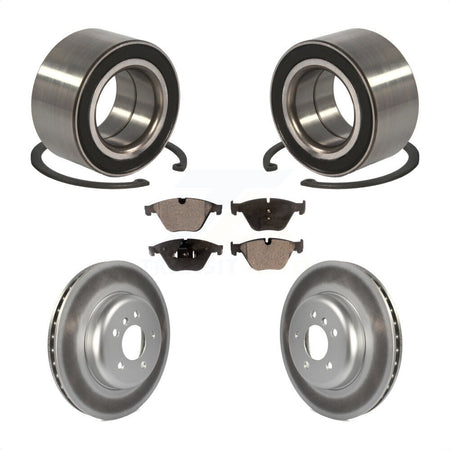 Front Wheel Bearing With Coated Disc Brake Rotors And Semi-Metallic Pads Kit For 2011-2012 BMW 535i xDrive KBB-101403 by Transit Auto