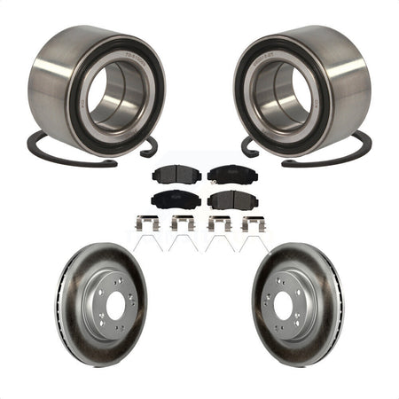 Front Wheel Bearing With Coated Disc Brake Rotors And Semi-Metallic Pads Kit For Honda Civic KBB-101430 by Transit Auto