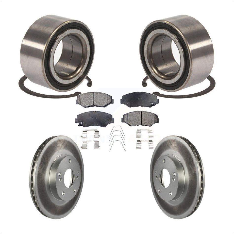 Front Wheel Bearing With Coated Disc Brake Rotors And Semi-Metallic Pads Kit For Honda Fit Acura ILX KBB-101497 by Transit Auto