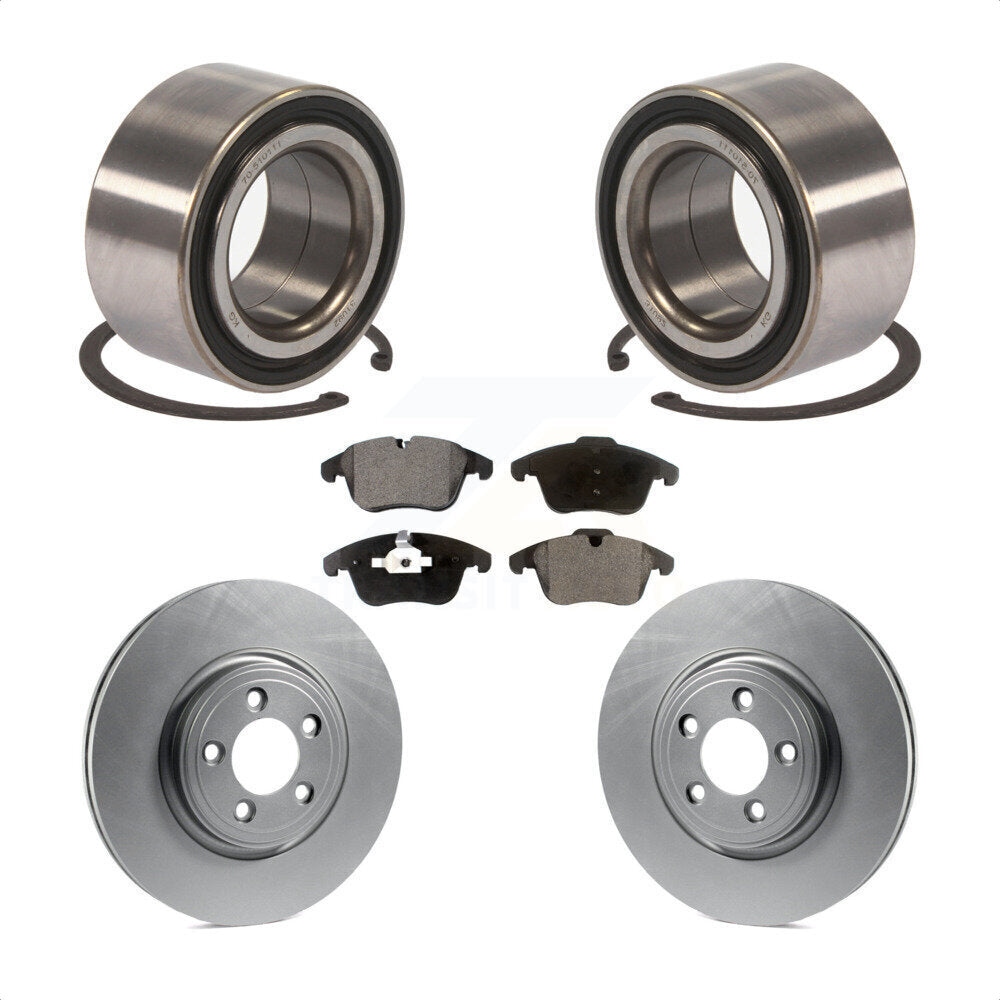 Front Wheel Bearing With Coated Disc Brake Rotors And Semi-Metallic Pads Kit For 2015 Jaguar XF 2.0L KBB-101499 by Transit Auto