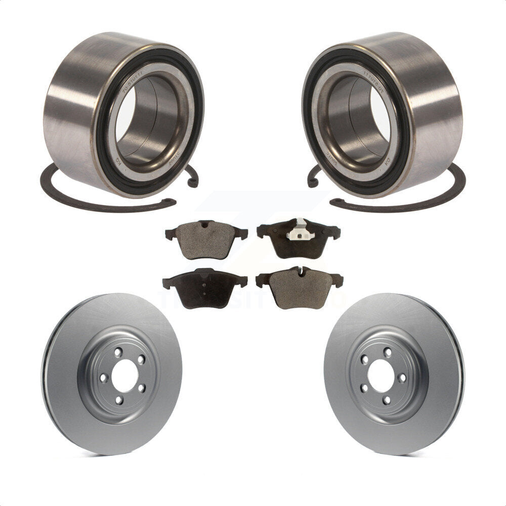 Front Wheel Bearing With Coated Disc Brake Rotors And Semi-Metallic Pads Kit For 2015-2015 Jaguar XF XK KBB-101500 by Transit Auto