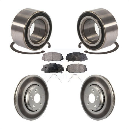 Front Wheel Bearing With Coated Disc Brake Rotors And Semi-Metallic Pads Kit For 2017-2018 Acura ILX KBB-101504 by Transit Auto