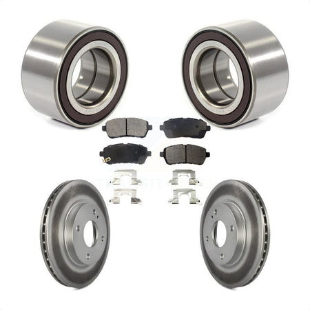 Front Wheel Bearing With Coated Disc Brake Rotors And Semi-Metallic Pads Kit For 2014-2018 Ford Fiesta S Titanium SE KBB-101515 by Transit Auto
