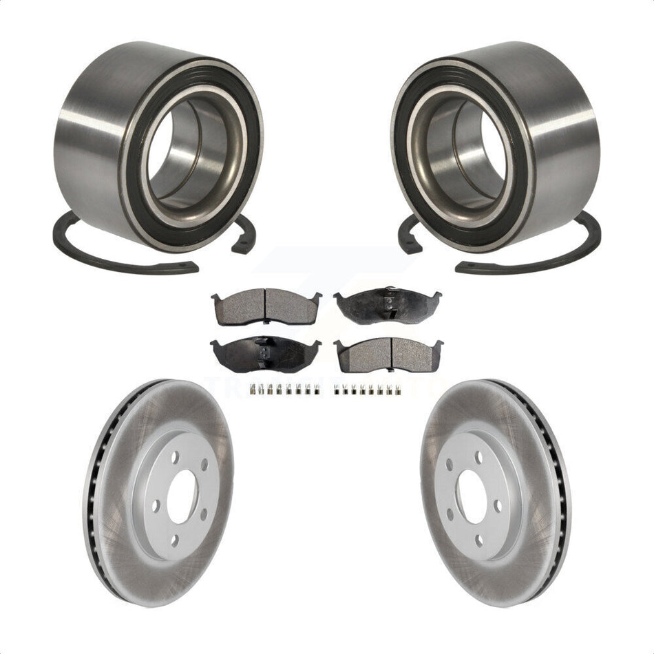 Front Wheel Bearing With Coated Disc Brake Rotors And Semi-Metallic Pads Kit For Dodge Neon Chrysler SX 2.0 KBB-101536 by Transit Auto