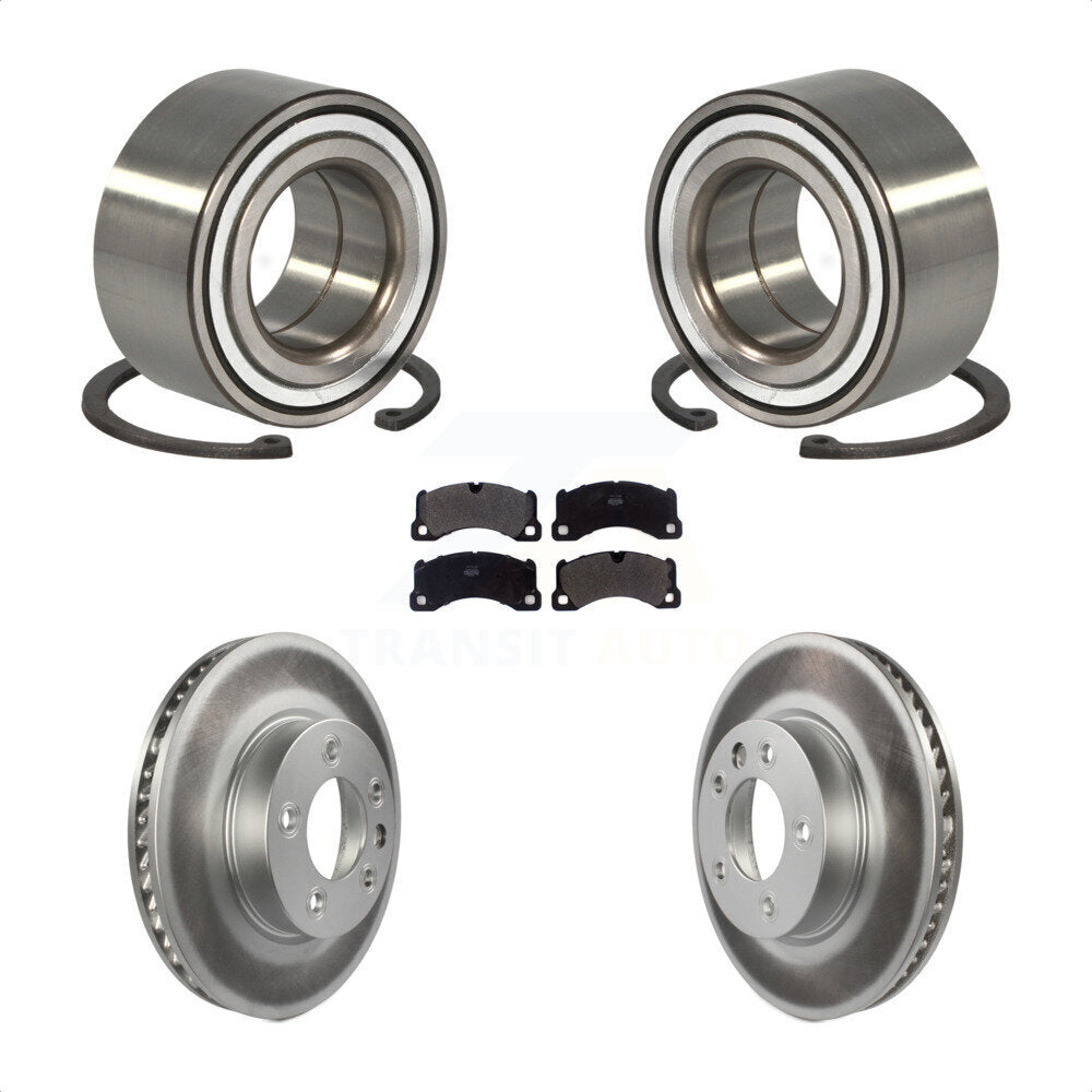 Front Wheel Bearing With Coated Disc Brake Rotors And Semi-Metallic Pads Kit For 2016-2017 Volkswagen Touareg KBB-101548 by Transit Auto