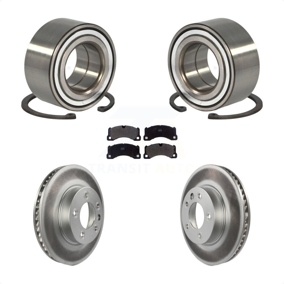 Front Wheel Bearing With Coated Disc Brake Rotors And Semi-Metallic Pads Kit For 2016-2017 Volkswagen Touareg KBB-101548 by Transit Auto