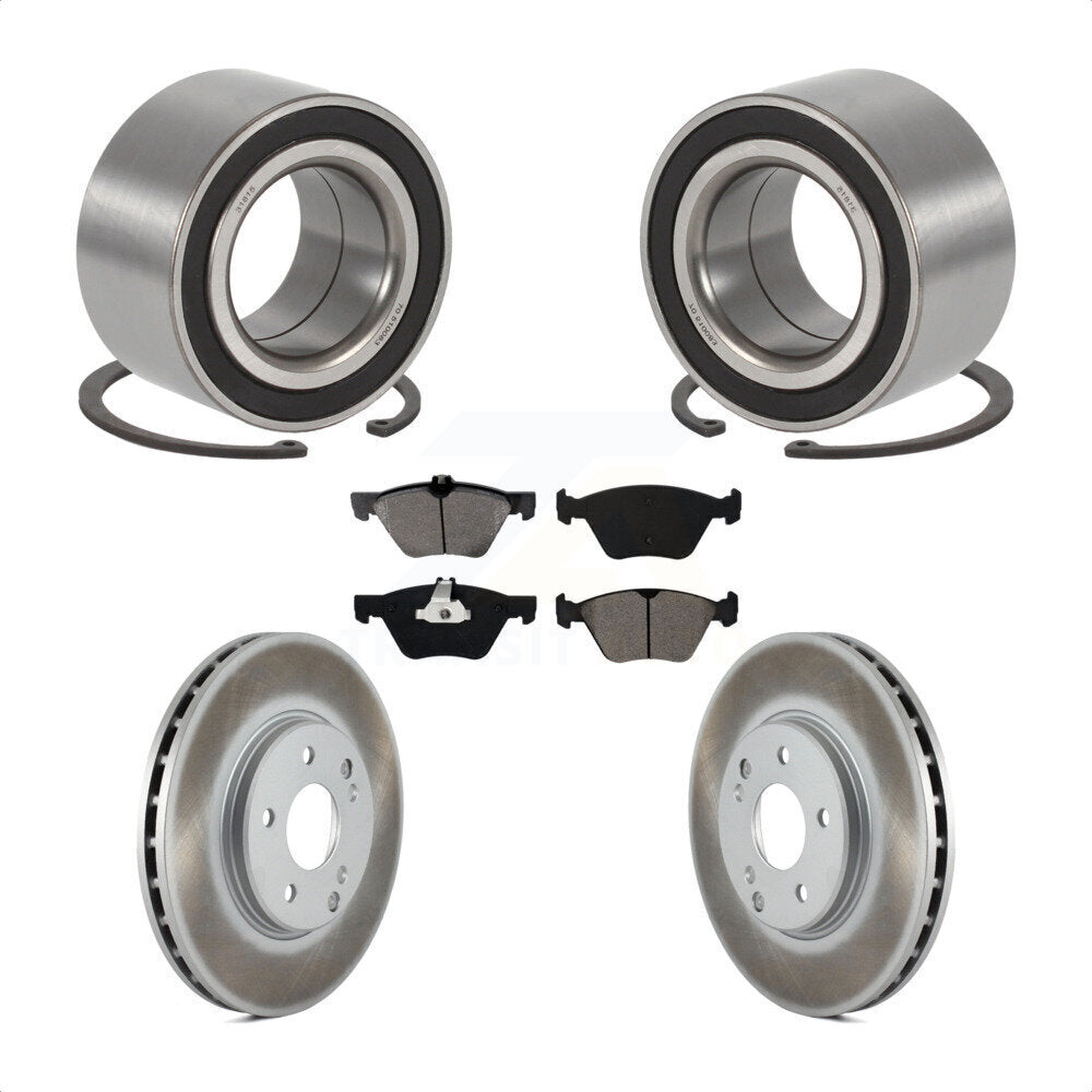 Front Wheel Bearing With Coated Disc Brake Rotors And Semi-Metallic Pads Kit For 2003 Mercedes-Benz E320 4Matic with Wagon KBB-101714 by Transit Auto