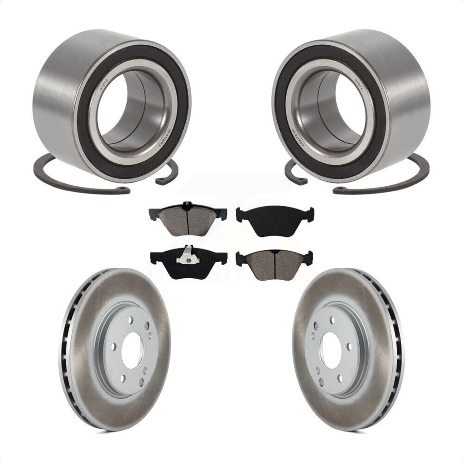 Front Wheel Bearing With Coated Disc Brake Rotors And Semi-Metallic Pads Kit For 2003 Mercedes-Benz E320 4Matic with Wagon KBB-101714 by Transit Auto