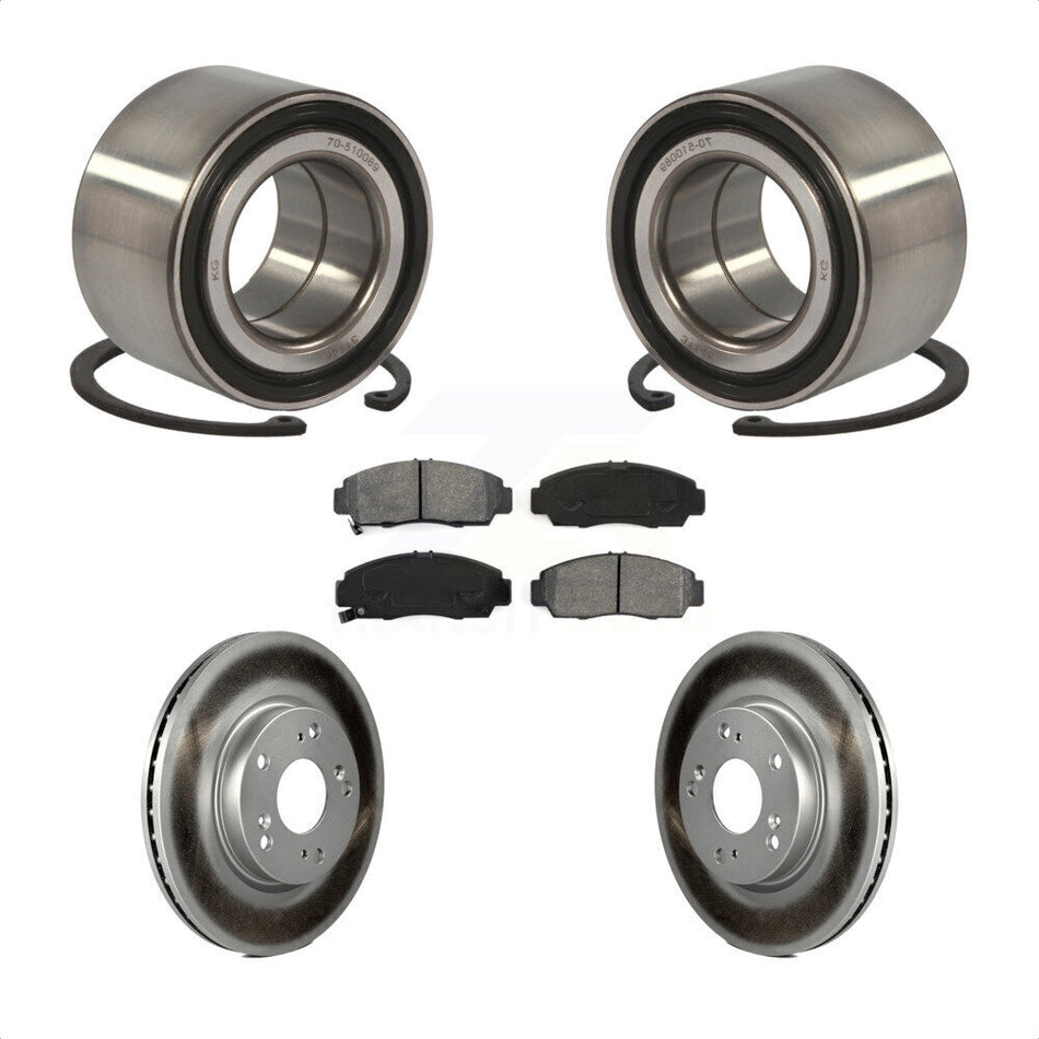 Front Wheel Bearing With Coated Disc Brake Rotors And Semi-Metallic Pads Kit For Honda Civic KBB-101734 by Transit Auto