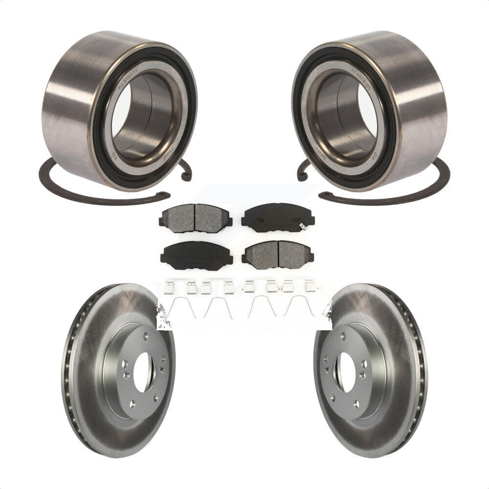 Front Wheel Bearing With Coated Disc Brake Rotors And Semi-Metallic Pads Kit For Honda Fit Acura ILX KBB-101800 by Transit Auto