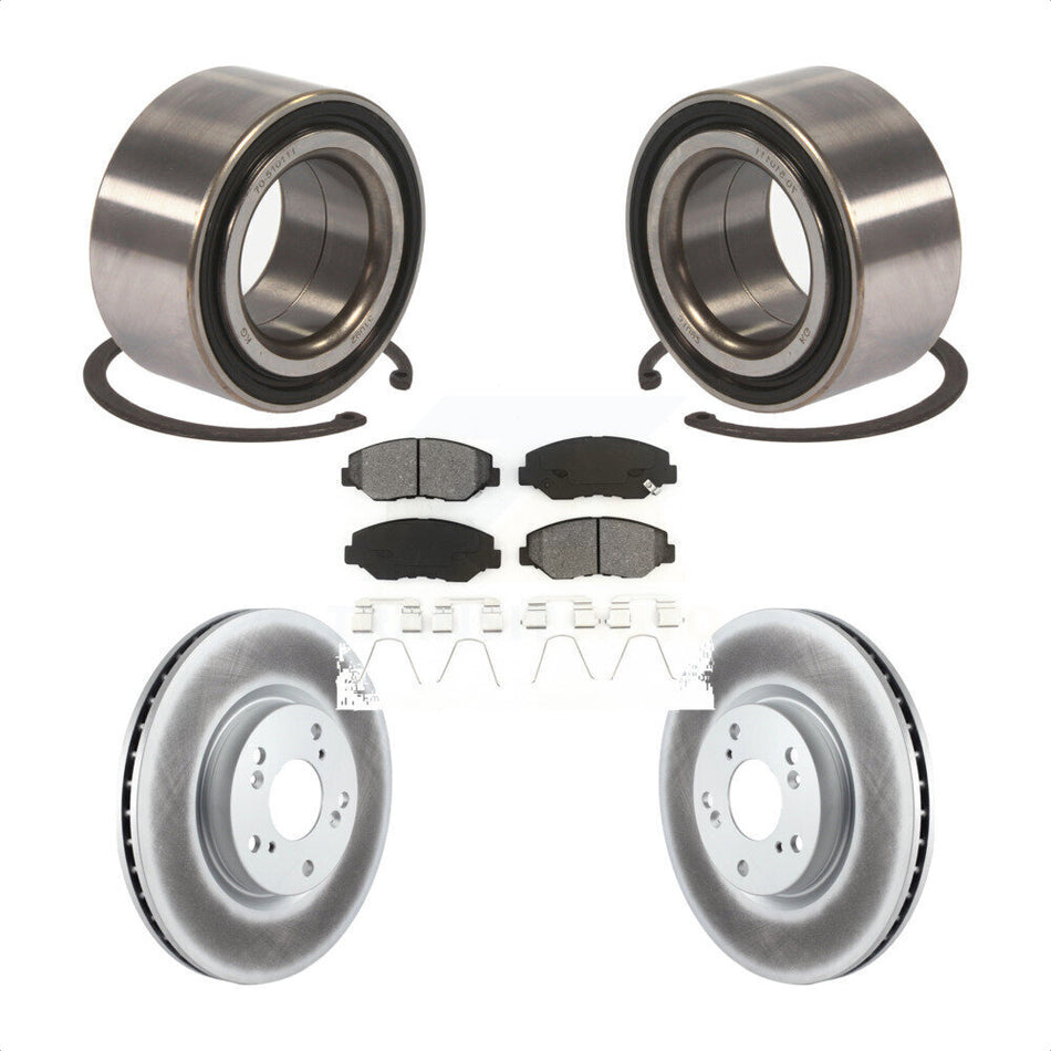 Front Wheel Bearing With Coated Disc Brake Rotors And Semi-Metallic Pads Kit For Honda Civic Acura ILX KBB-101801 by Transit Auto