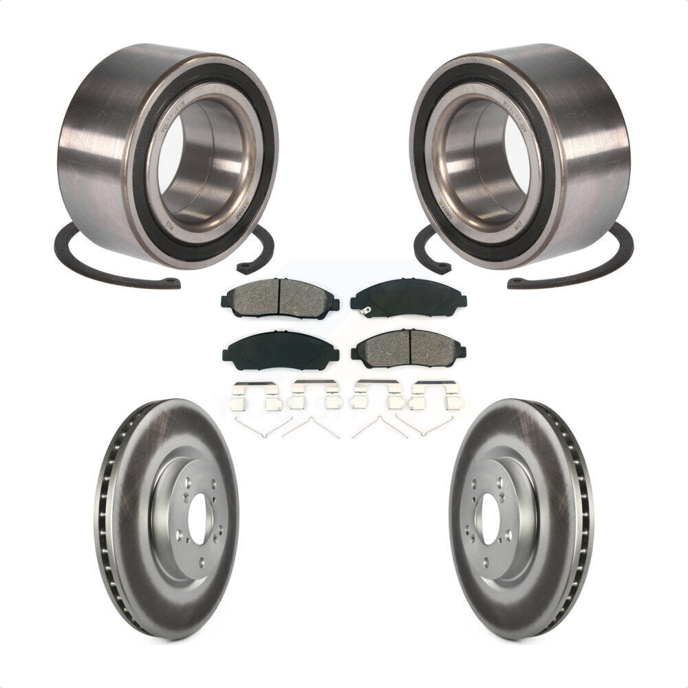 Front Wheel Bearing With Coated Disc Brake Rotors And Semi-Metallic Pads Kit For 2016-2017 Acura RLX Sport Hybrid SH-AWD KBB-101822 by Transit Auto