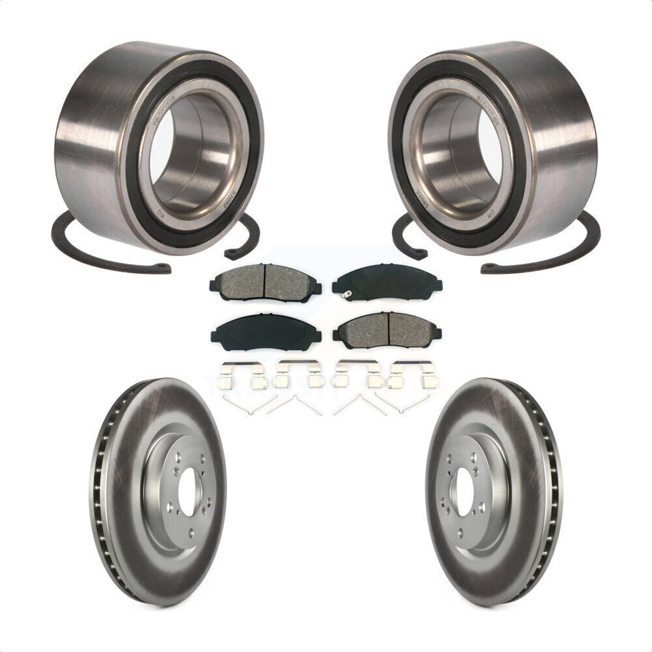 Front Wheel Bearing With Coated Disc Brake Rotors And Semi-Metallic Pads Kit For 2016-2017 Acura RLX Sport Hybrid SH-AWD KBB-101822 by Transit Auto