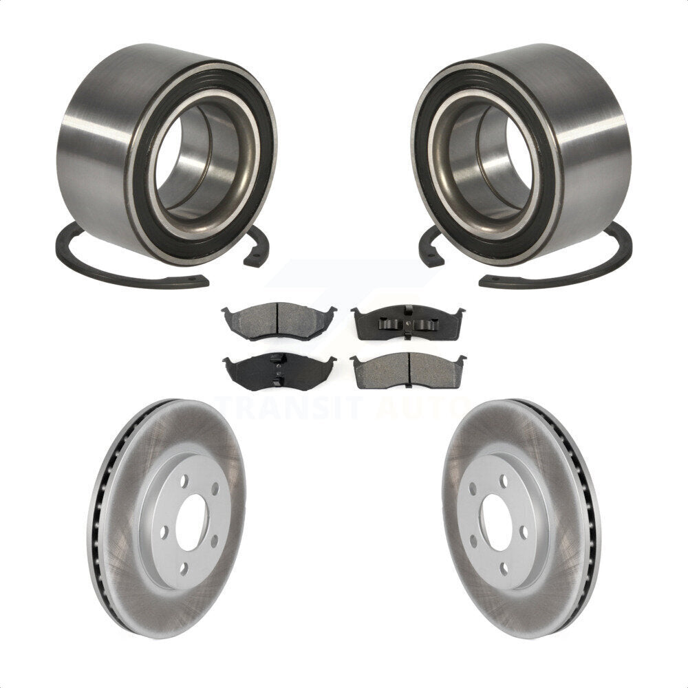 Front Wheel Bearing With Coated Disc Brake Rotors And Semi-Metallic Pads Kit For Dodge Neon Chrysler SX 2.0 KBB-101835 by Transit Auto