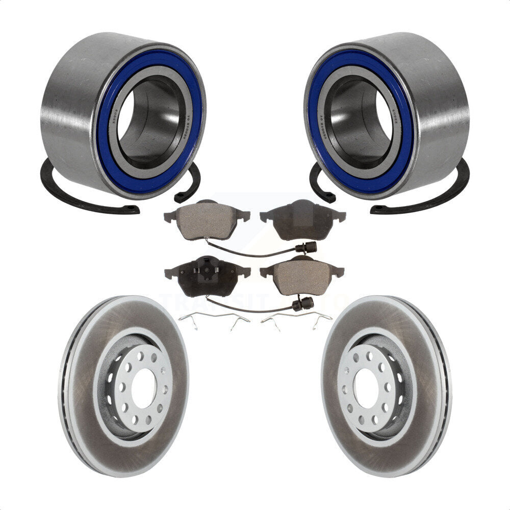 Front Wheel Bearing With Coated Disc Brake Rotors And Ceramic Pads Kit For 1999 Audi A8 2nd Design KBB-101887 by Transit Auto