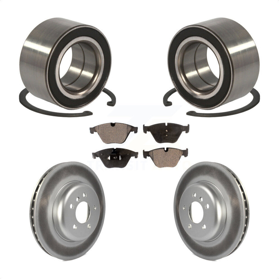 Front Wheel Bearing With Coated Disc Brake Rotors And Ceramic Pads Kit For 2011-2012 BMW 535i xDrive KBB-102007 by Transit Auto