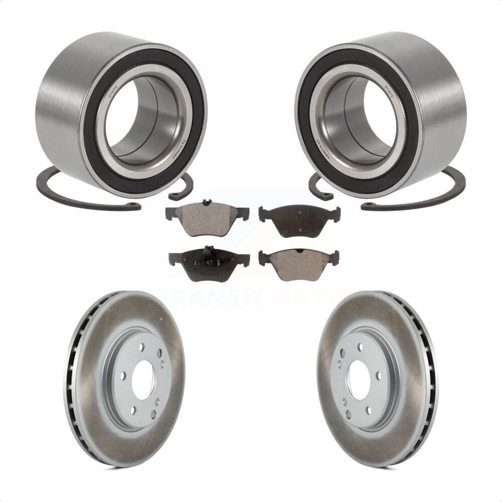 Front Wheel Bearing With Coated Disc Brake Rotors And Ceramic Pads Kit For 2003 Mercedes-Benz E320 4Matic with Wagon KBB-102015 by Transit Auto