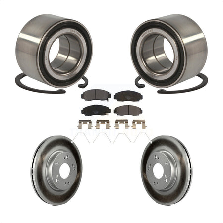 Front Wheel Bearing With Coated Disc Brake Rotors And Ceramic Pads Kit For Honda Civic KBB-102035 by Transit Auto
