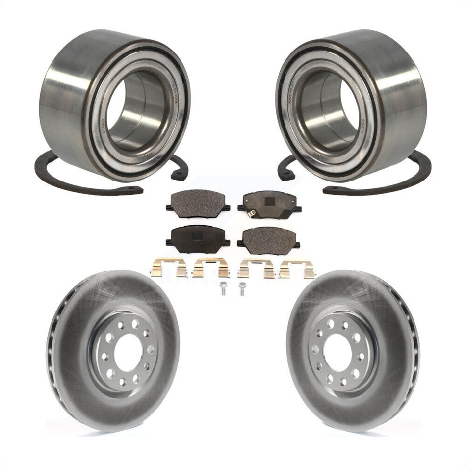 Front Wheel Bearing With Coated Disc Brake Rotors And Ceramic Pads Kit For 2018-2019 Jeep Compass KBB-102042 by Transit Auto