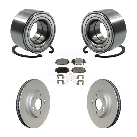 Front Wheel Bearing With Coated Disc Brake Rotors And Ceramic Pads Kit For 2016 Hyundai Veloster Tech SE KBB-102057 by Transit Auto