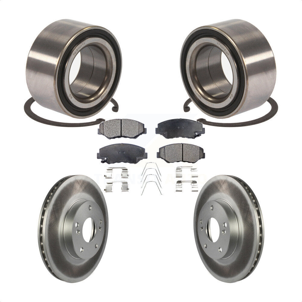 Front Wheel Bearing With Coated Disc Brake Rotors And Ceramic Pads Kit For Honda Fit Acura ILX KBB-102109 by Transit Auto